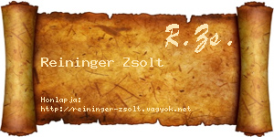 Reininger Zsolt névjegykártya
